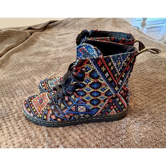 Dr Martens Hackney 7 Eye Lace Up Boots Womens 8 39 Aztec Southwestern Pattern - Picture 4 of 8